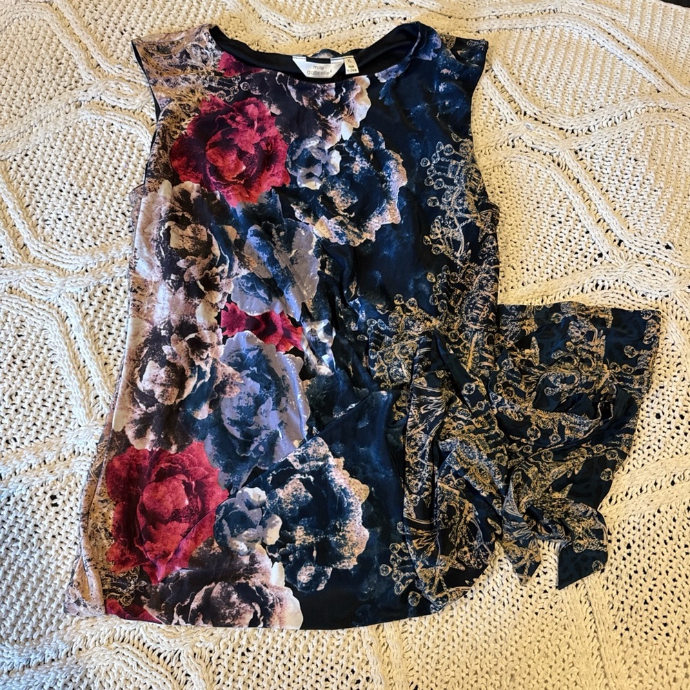 Mlle Gabrielle Floral Midi Dress - Red and Blue